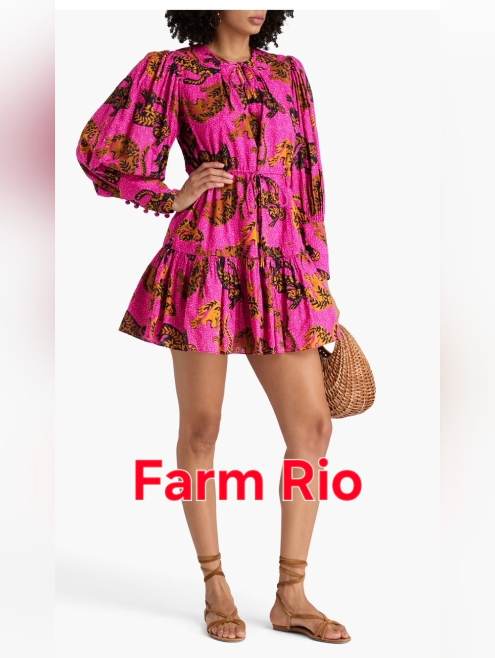 FARM Rio Pink & Yellow Printed Mini Dress